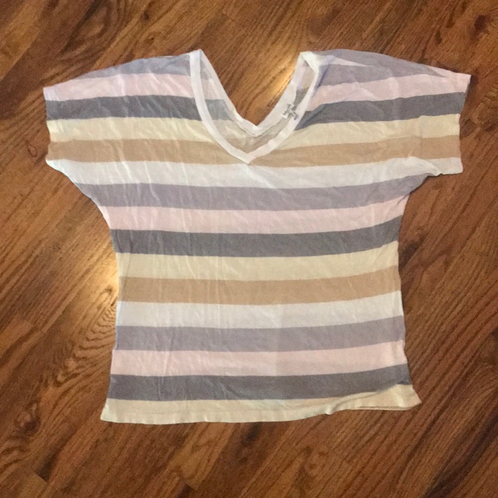 Splendid double v neck striped shirt small